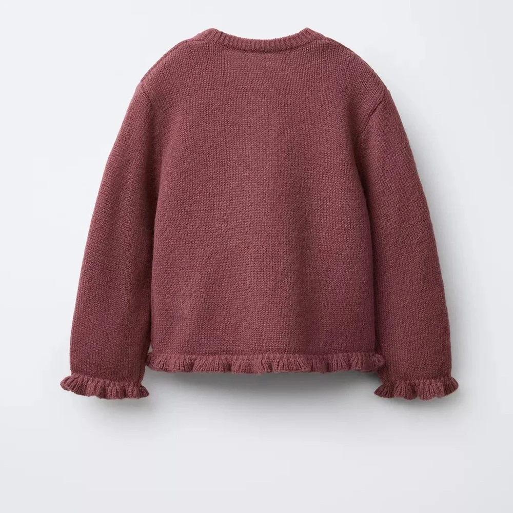 Zara Kids Ruffled Cardigan - Mauve - Picture 2 of 7